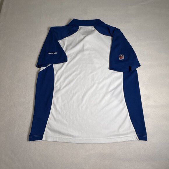 INDIANAPOLIS COLTS Polo Shirt SS REEBOK Blue White NFL AFC South Polyester L - Picture 8 of 12